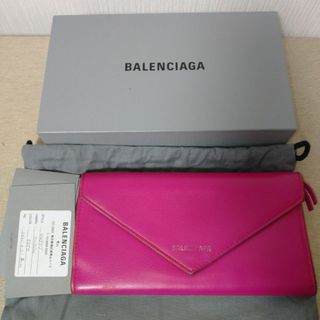 Balenciaga - 箱付き バレンシアガ ペーパー 二つ折り財布 長財布 ピンク  499207