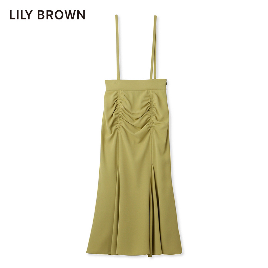 Lily Brown(リリーブラウン)のlily brown  アシメギャザースカート グリーン　2023 レディースのスカート(ひざ丈スカート)の商品写真