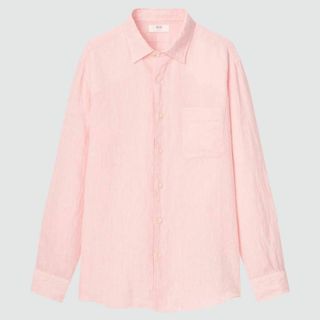 新品 UNIQLO プレミアムリネンシャツ 長袖 ピンク XL