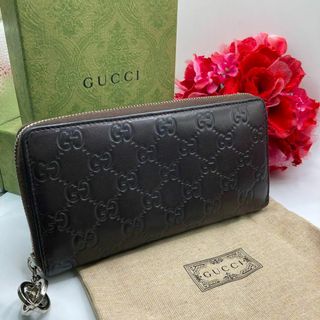 Gucci - 美品】GUCCI　 長財布 インターロッキング　GG柄　シマ ブラウン