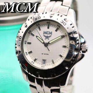 エムシーエム(MCM)の極美品 MCM デイト ラウンド シルバー クォーツ メンズ腕時計 779(腕時計(アナログ))