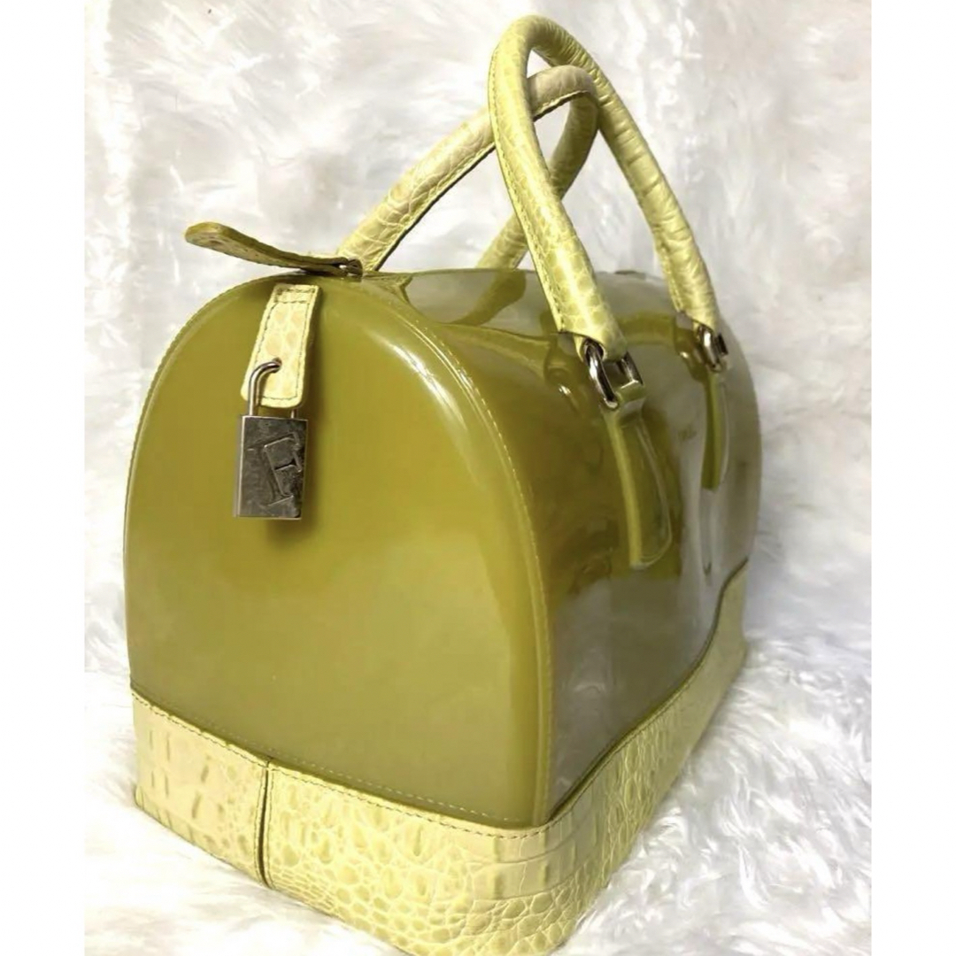 ⭐️極美品⭐️FURLA キャンディーバック 持ち手クロコ型押し皮使用 ⭐️極美品⭐️FURLA キャンディーバック 持ち手クロコ型押し皮使用