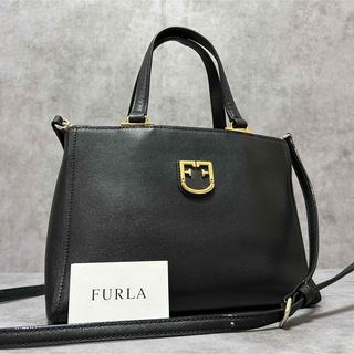 フルラ(Furla)の極美品 FURLA ベルヴェデーレ 2way ハンドバッグ レザー F金具 黒(ハンドバッグ)