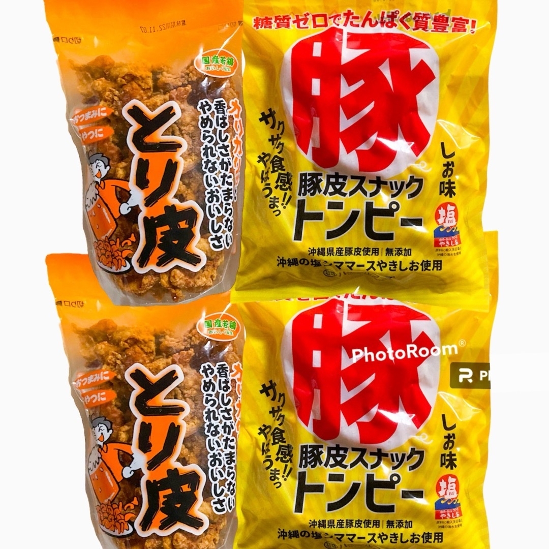 ㊗️人気商品㊗️沖縄・国産若鶏とり皮＆県産豚皮(トンピー)・沖縄珍味４点セット 食品/飲料/酒の食品(菓子/デザート)の商品写真