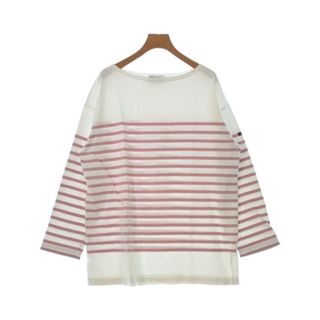 ルミノア(Le Minor)のLe minor Tシャツ・カットソー 3(L位) ピンクx白(ボーダー) 【古着】【中古】(カットソー(半袖/袖なし))