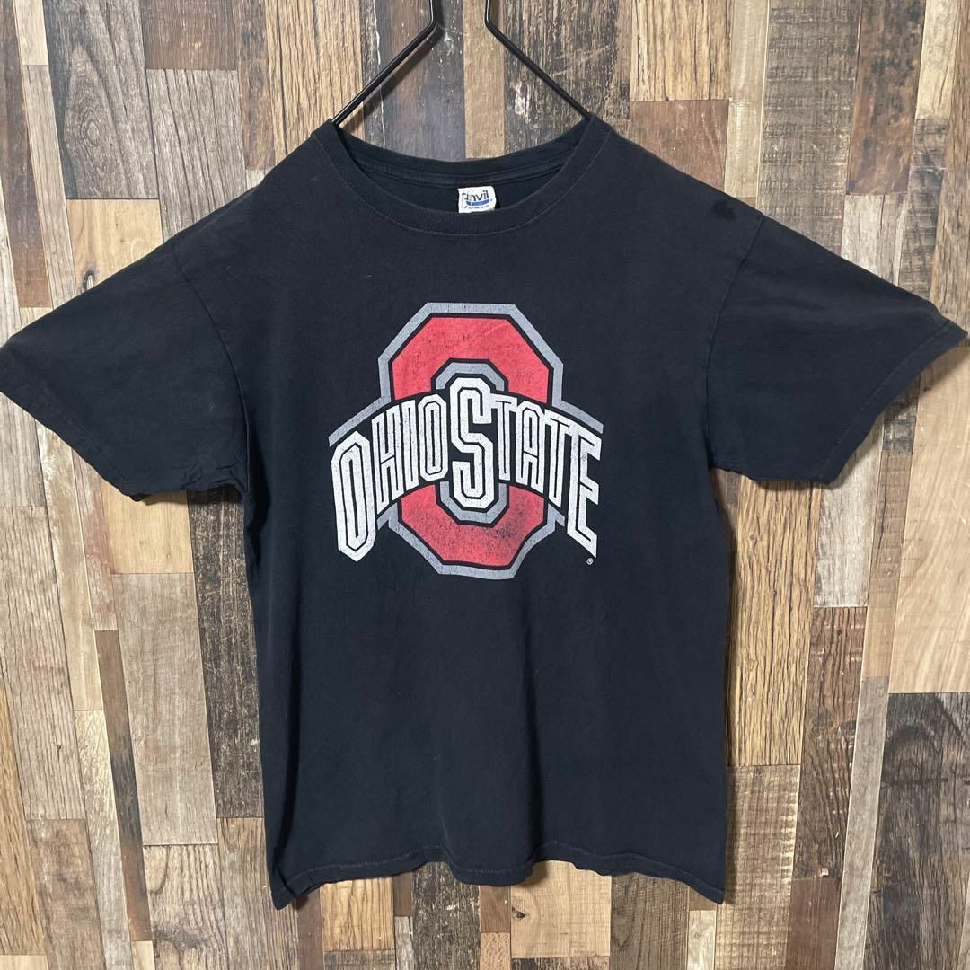 カレッジロゴ オハイオ州 M メンズ ブラック USA古着 半袖 Tシャツ メンズのトップス(Tシャツ/カットソー(半袖/袖なし))の商品写真