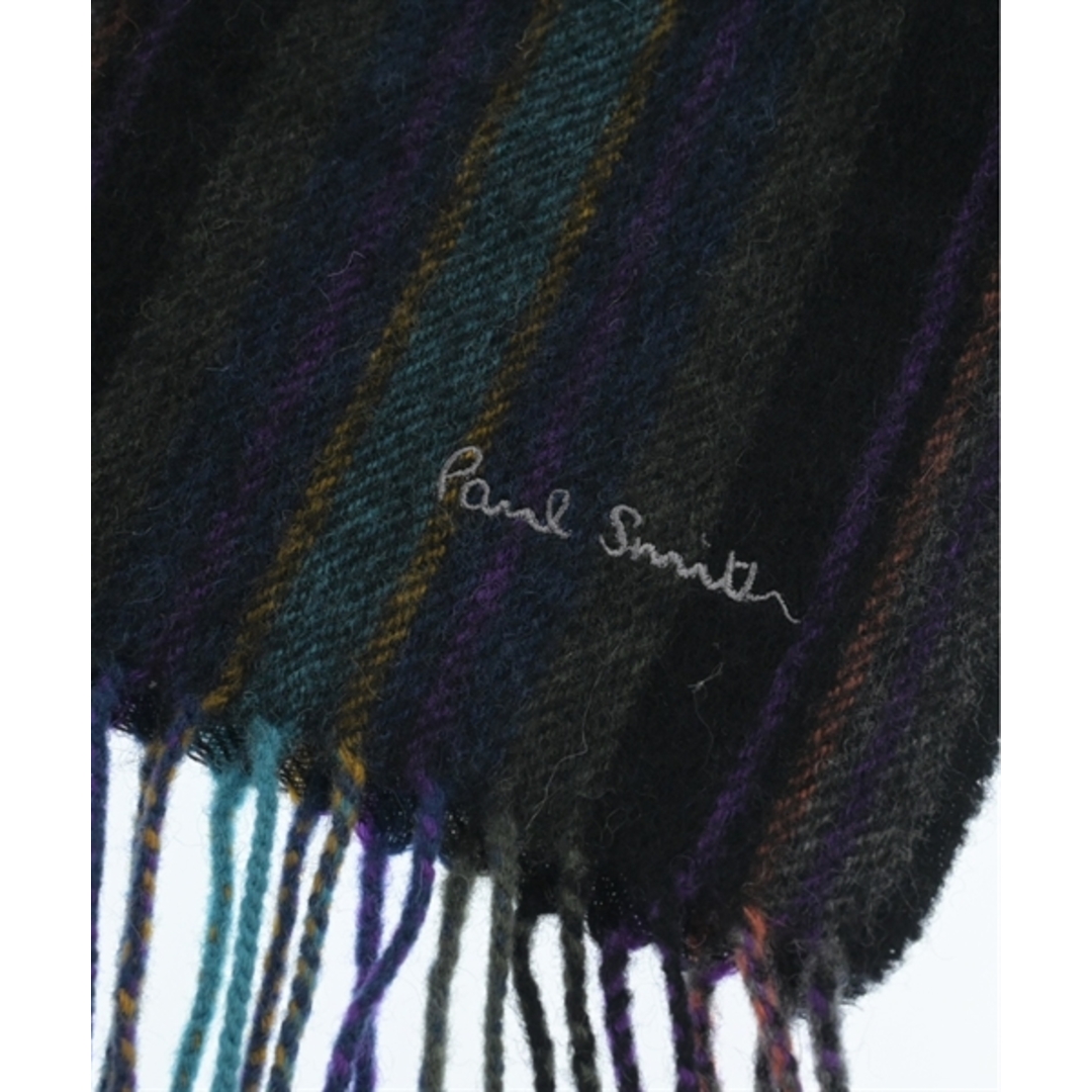 Paul Smith(ポールスミス)のPaul Smith ポールスミス マフラー - 黒xカーキx紫等(ストライプ) 【古着】【中古】 メンズのファッション小物(マフラー)の商品写真