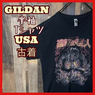 ギルタン(GILDAN)のL ギルダン 進撃の巨人 キャラクター ブラック メンズ 古着 半袖 Tシャツ(Tシャツ/カットソー(半袖/袖なし))