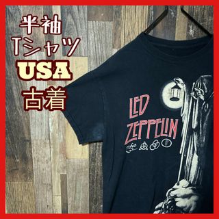 ブラック メンズ レッドツェッペリン M ロック バンT 古着 半袖 Tシャツ(Tシャツ/カットソー(半袖/袖なし))