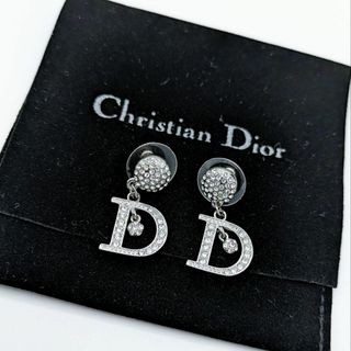 Christian Dior - 極美品✨ディオール ピアス 銀 シルバー ラインストーン Dロゴ