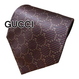 グッチ(Gucci)の【GUCCI】　グッチ　ブラック×レッド系　総柄　イタリア製(ネクタイ)