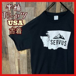 メンズ ブラック プリント M 黒 USA古着 90s 半袖 Tシャツ(Tシャツ/カットソー(半袖/袖なし))