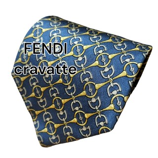 【FENDI cravatte】　ブルー系　総柄　イタリア製(ネクタイ)