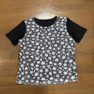 Gabardine K.T❗️レディース　トップス　Tシャツ　花柄　ブラック　Ｆ(カットソー(半袖/袖なし))