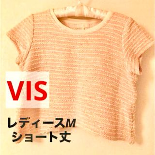 【VIS】トップス 半袖 ショート丈 レディースM(着用感S) ピンク系(カットソー(半袖/袖なし))