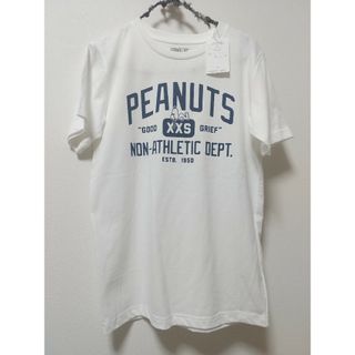 【新品】S ホワイト 白 ピーナッツ メンズTシャツ スヌーピー コットン(Tシャツ/カットソー(半袖/袖なし))