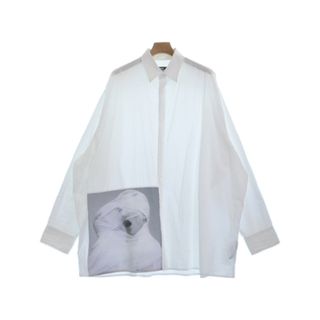 ラフシモンズ(RAF SIMONS)のRAF SIMONS カジュアルシャツ 46(M位) 白x水色(ストライプ) 【古着】【中古】(シャツ)