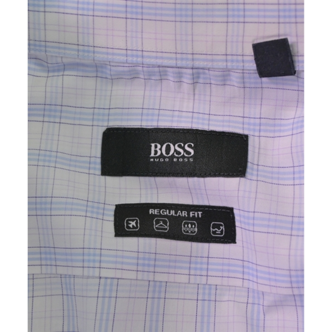 HUGO BOSS(ヒューゴボス)のHUGO BOSS ドレスシャツ 41(XL位) 白x水色等(チェック) 【古着】【中古】 メンズのトップス(シャツ)の商品写真