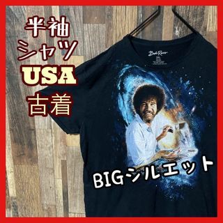 人物 プリント メンズ ブラック 2XL USA古着 90s 半袖 Tシャツ(Tシャツ/カットソー(半袖/袖なし))