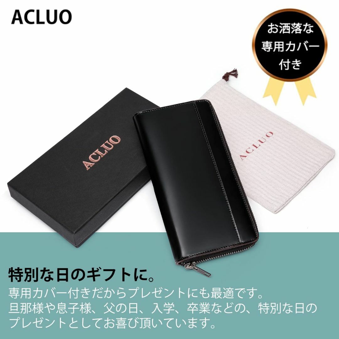 色:ブラウンACLUO 財布 メンズ 長財布 牛革 本革 YKKファスナー  メンズのバッグ(その他)の商品写真