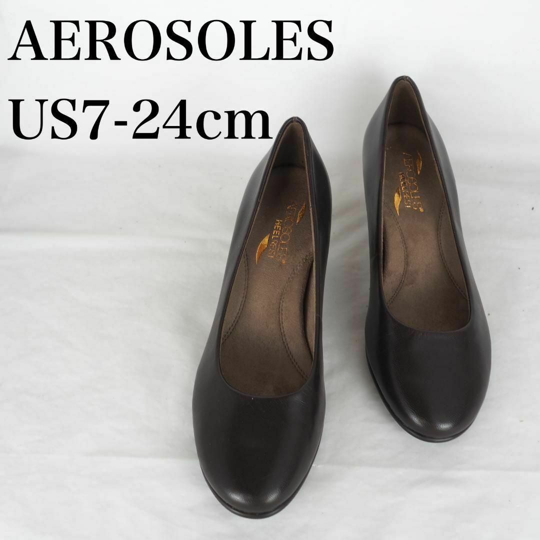 AEROSOLES*エアロソール*パンプス*US7-24cm*茶*M5099 レディースの靴/シューズ(ハイヒール/パンプス)の商品写真