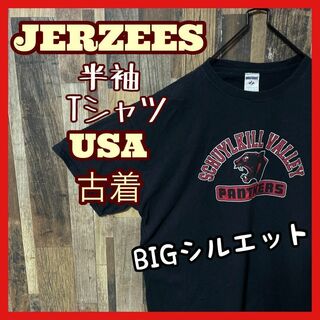 ジャージーズ(JERZEES)のジャージーズ メンズ チームロゴ ブラック XL プリント 古着 半袖 Tシャツ(Tシャツ/カットソー(半袖/袖なし))