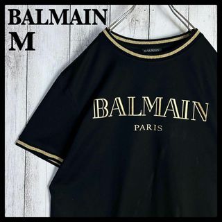 BALMAIN - バルマン BALMAIN☆センターロゴ入りTシャツ 襟切り替え 入手困難