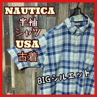 ノーティカ(NAUTICA)のノーティカ ボタンダウン チェック メンズ 2XL シャツ USA古着 半袖(シャツ)