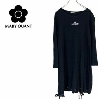 マリークワント(MARY QUANT)のMARY QUANT 長袖ワンピース　ブラック　ワッフル　リボン(Tシャツ(長袖/七分))