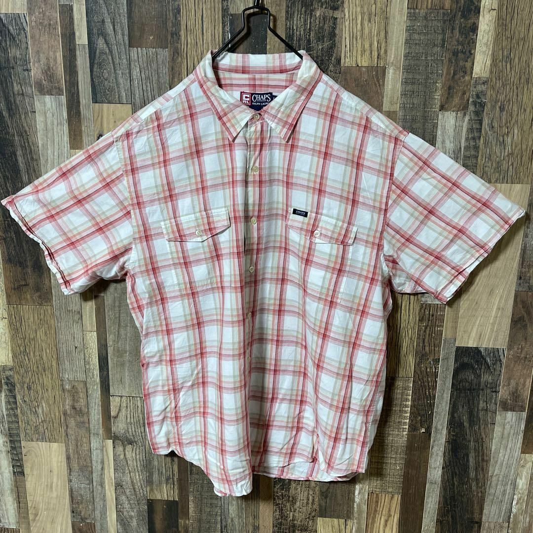 CHAPS(チャップス)のチャップス チェック ピンク メンズ 2XL シャツ USA古着 90s 半袖 メンズのトップス(シャツ)の商品写真