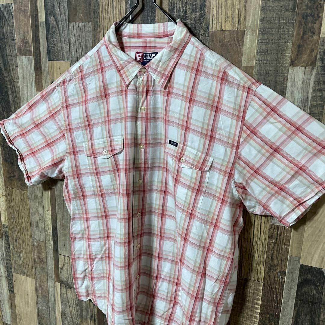 CHAPS(チャップス)のチャップス チェック ピンク メンズ 2XL シャツ USA古着 90s 半袖 メンズのトップス(シャツ)の商品写真