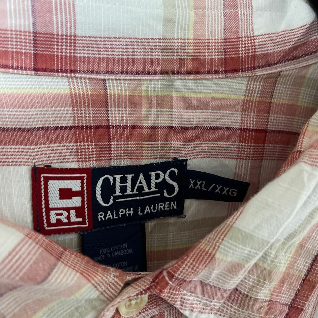CHAPS(チャップス)のチャップス チェック ピンク メンズ 2XL シャツ USA古着 90s 半袖 メンズのトップス(シャツ)の商品写真