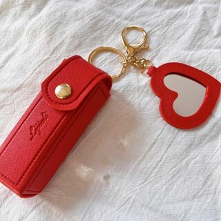 ● リップケース　口紅ケース　レッド　鏡　印鑑ケース　化粧　プレゼント　贈り物(ボトル・ケース・携帯小物)
