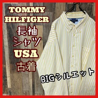 TOMMY HILFIGER - トミーヒルフィガー ボタンダウン ストライプ イエロー メンズ 2XL シャツ