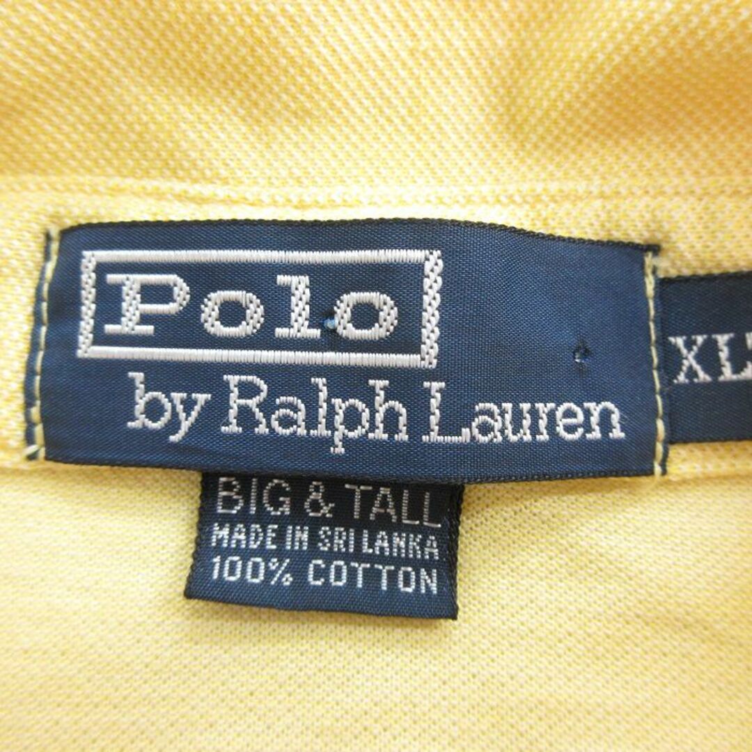 Ralph Lauren(ラルフローレン)のXL★古着 ラルフローレン Ralph Lauren 半袖 ブランド ポロ シャツ メンズ 90年代 90s 鹿の子 大きいサイズ コットン 黄 イエロー 【spe】 24apr18 中古 トップス メンズのトップス(ポロシャツ)の商品写真