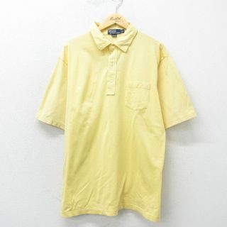 ラルフローレン(Ralph Lauren)のXL★古着 ラルフローレン Ralph Lauren 半袖 ブランド ポロ シャツ メンズ 90年代 90s 鹿の子 大きいサイズ コットン 黄 イエロー 【spe】 24apr18 中古 トップス(ポロシャツ)