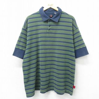 Levi's - XL★古着 リーバイス Levis 半袖 ブランド ポロ シャツ メンズ 大きいサイズ コットン 緑他 グリーン 24apr18 中古 トップス