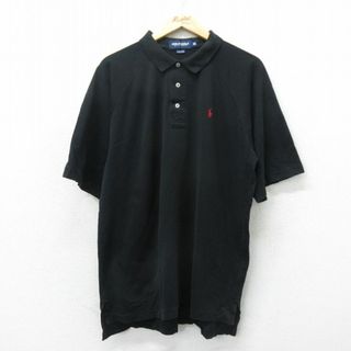 ラルフローレン(Ralph Lauren)のXL★古着 ラルフローレン Ralph Lauren ゴルフ 半袖 ブランド ポロ シャツ メンズ 90年代 90s ワンポイントロゴ 鹿の子 大きいサイズ コットン ラグラン 黒 ブラック 【spe】 24apr18 中古 トップス(ポロシャツ)