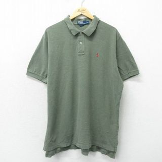 ラルフローレン(Ralph Lauren)のXL★古着 ラルフローレン Ralph Lauren 半袖 ブランド ポロ シャツ メンズ 90年代 90s ワンポイントロゴ 大きいサイズ コットン 緑 グリーン 24apr18 中古 トップス(ポロシャツ)