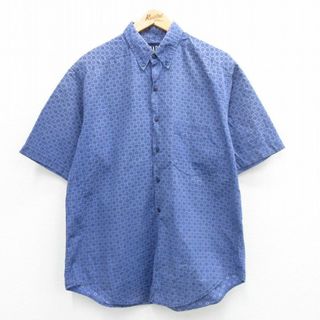 ギャップ(GAP)のXL★古着 ギャップ GAP 半袖 シャツ メンズ 90年代 90s 花柄 コットン 薄紺他 ネイビー 24apr18 中古 トップス(シャツ)