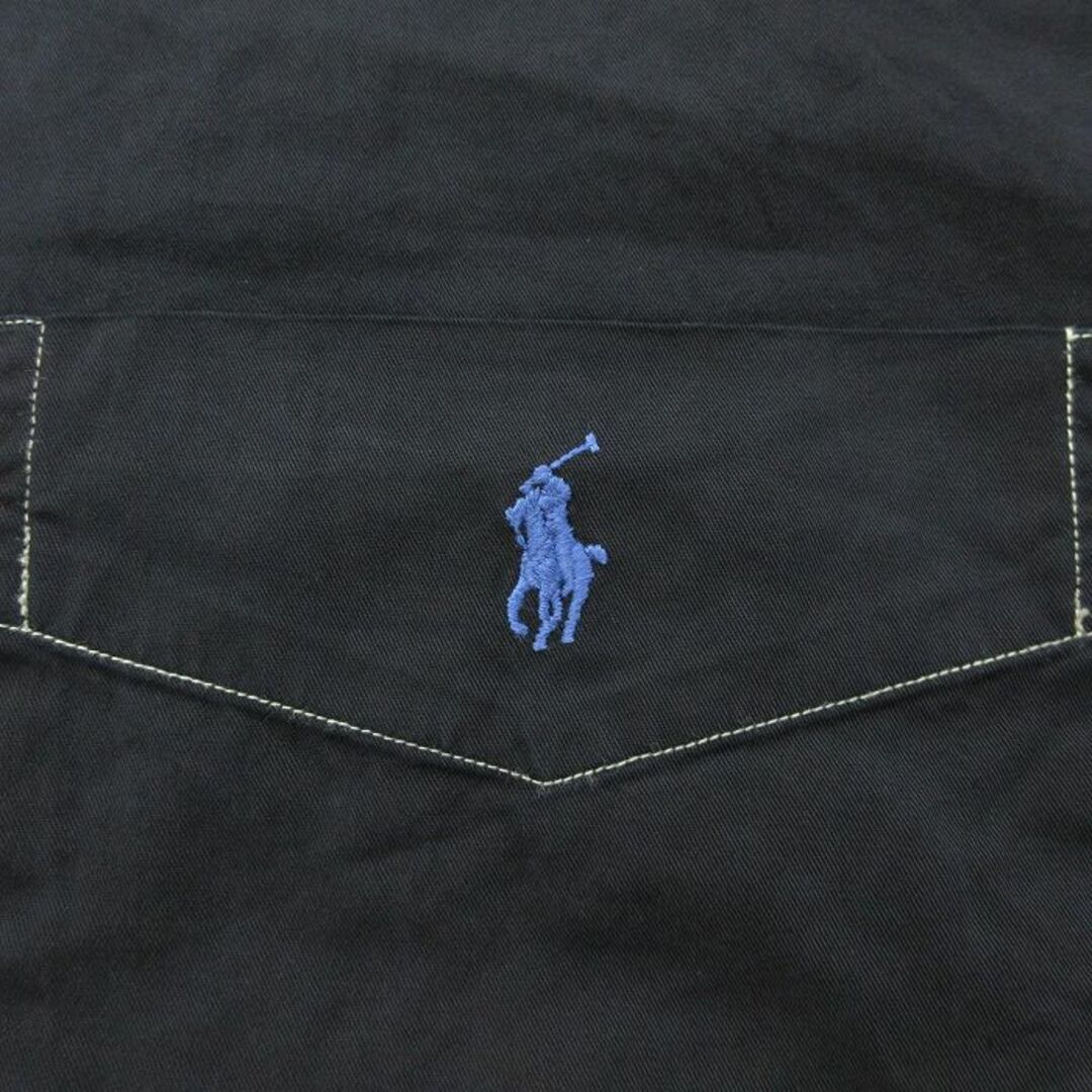 Ralph Lauren(ラルフローレン)のXL★古着 ラルフローレン Ralph Lauren 半袖 ブランド シャツ メンズ 90年代 90s ワンポイントロゴ BLAKE ロング丈 大きいサイズ コットン ボタンダウン 黒 ブラック 24apr18 中古 トップス メンズのトップス(シャツ)の商品写真