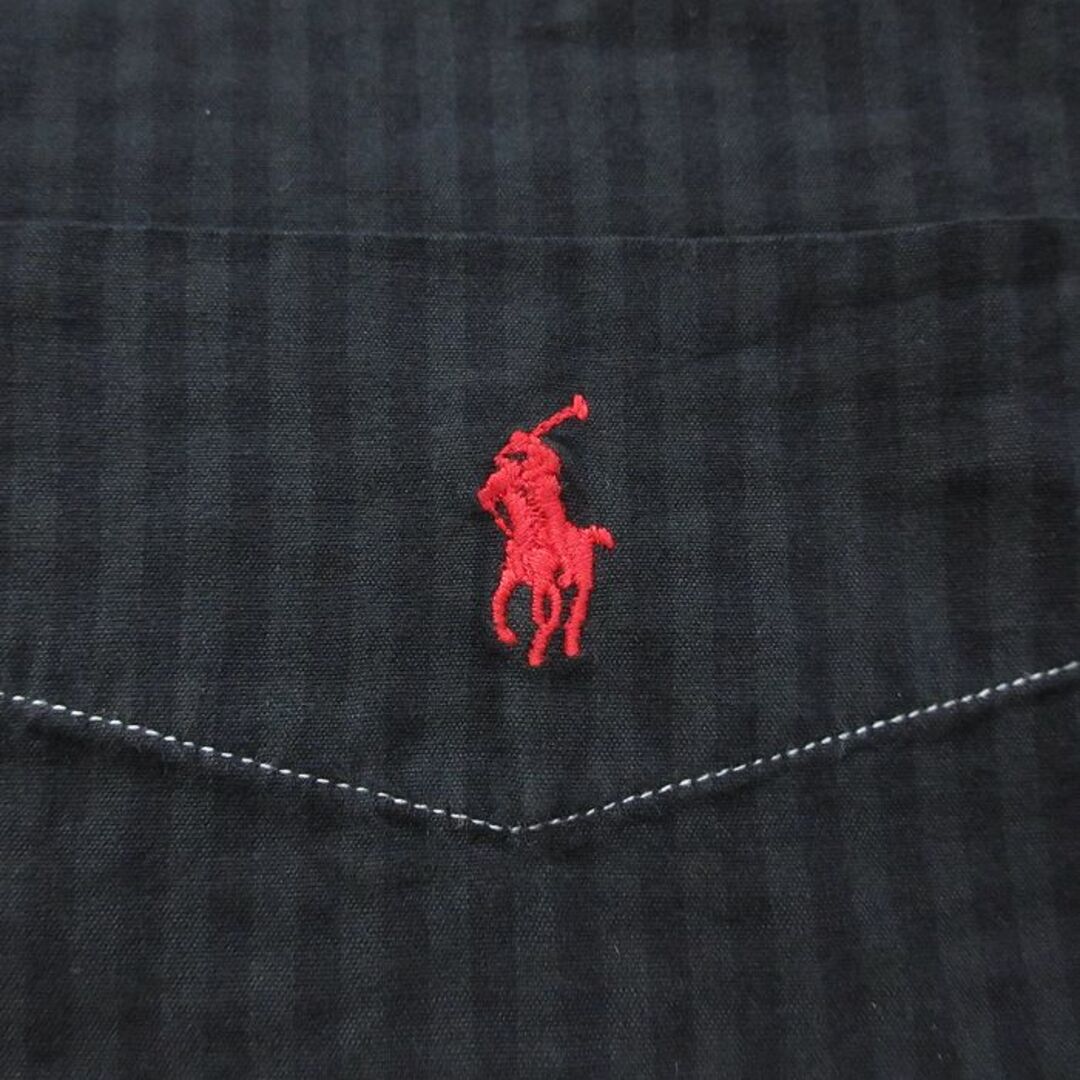 Ralph Lauren(ラルフローレン)のL★古着 ラルフローレン Ralph Lauren ゴルフ 半袖 ブランド シャツ メンズ 90年代 90s ワンポイントロゴ TILDEN コットン ボタンダウン 黒 ブラック チェック 24apr18 中古 トップス メンズのトップス(シャツ)の商品写真