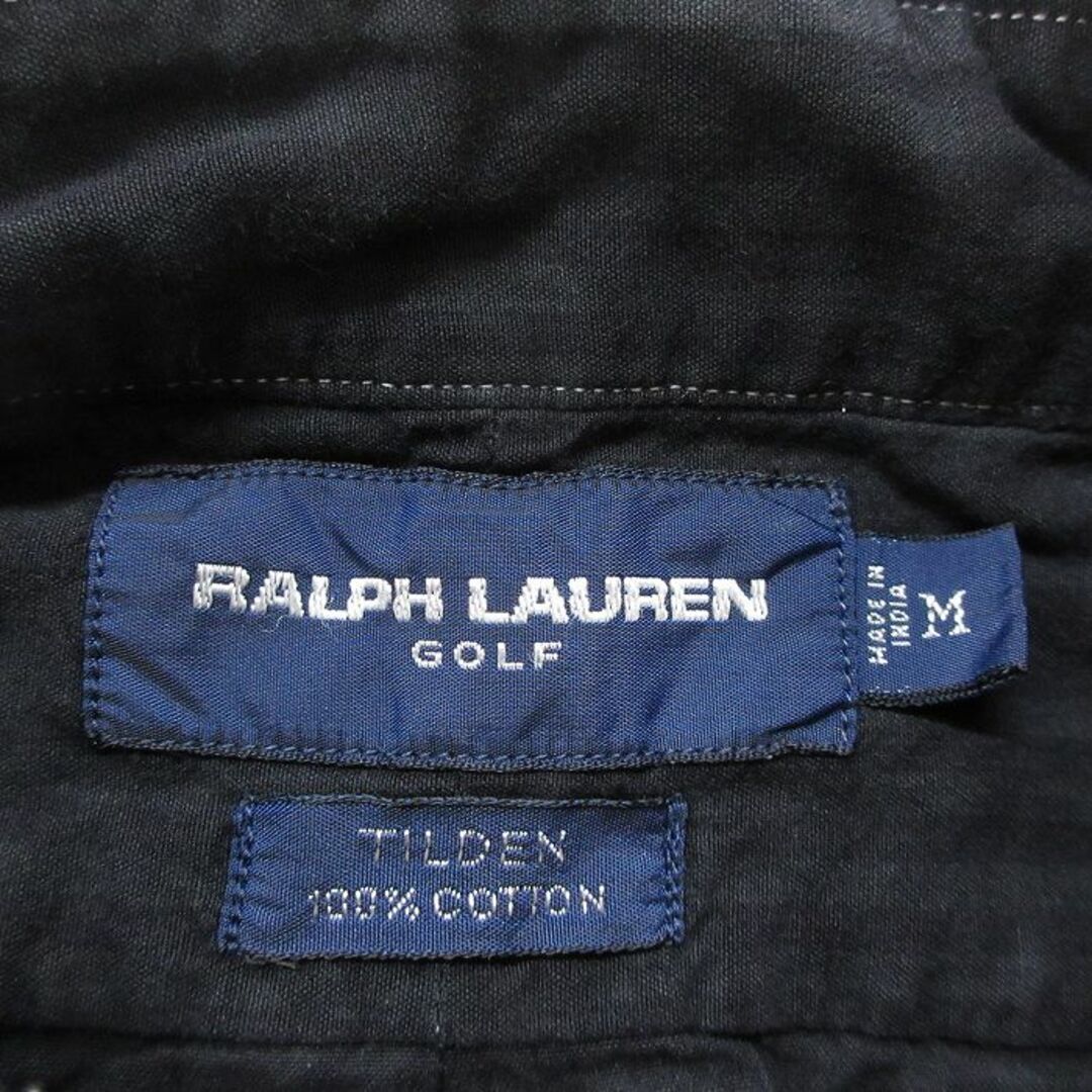 Ralph Lauren(ラルフローレン)のL★古着 ラルフローレン Ralph Lauren ゴルフ 半袖 ブランド シャツ メンズ 90年代 90s ワンポイントロゴ TILDEN コットン ボタンダウン 黒 ブラック チェック 24apr18 中古 トップス メンズのトップス(シャツ)の商品写真