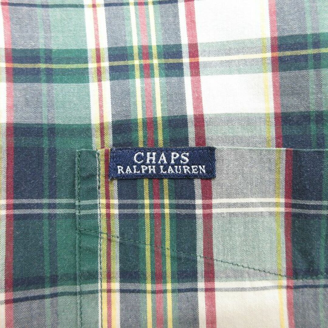 Ralph Lauren(ラルフローレン)のXL★古着 ラルフローレン Ralph Lauren チャップス 半袖 ブランド シャツ メンズ 90年代 90s ボタンダウン 緑他 グリーン チェック 24apr18 中古 トップス メンズのトップス(シャツ)の商品写真