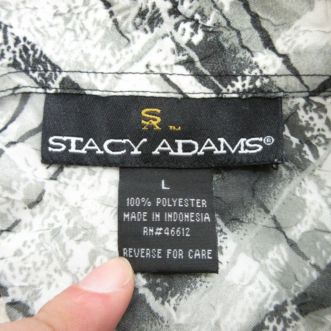 XL★古着 半袖 シャツ メンズ STACY ADAMS 大きいサイズ ロング丈 グレー他 チェック 24apr18 中古 トップス メンズのトップス(シャツ)の商品写真