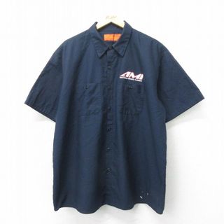 レッドキャップ(RED KAP)のXL★古着 レッドキャップ 半袖 ワーク シャツ メンズ 90年代 90s AMI 大きいサイズ 紺 ネイビー 24apr18 中古 トップス(シャツ)