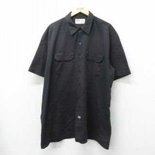 ディッキーズ(Dickies)のXL★古着 ディッキーズ Dickies 半袖 ワーク シャツ メンズ 00年代 00s 大きいサイズ ロング丈 黒 ブラック 24apr18 中古 トップス(シャツ)