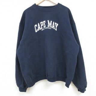 チャンピオン(Champion)のXL★古着 チャンピオン Champion 長袖 スウェット メンズ 00年代 00s CAPE MAY 大きいサイズ クルーネック 濃紺 ネイビー 24apr18 中古 スエット トレーナー トップス(パーカー)