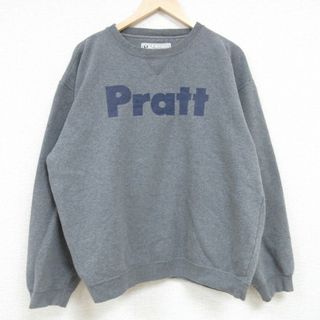 XL★古着 長袖 スウェット メンズ 00年代 00s Pratt クルーネック 濃グレー 霜降り 24apr18 中古 スエット トレーナー トップス(パーカー)