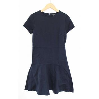 【夏物 新入荷】新品 未使用品●23区/ニジュウサンク●半袖ワンピース/クルーネック/膝下丈 ネイビー/紺 レディース 38 夏 onepi 814042